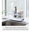 image:imageYAMAZAKI Home SelfDraining Sponge and Soap Bottle Sink Organizer White  Kitchen sink organizer metal holder keeps countertops tidy A smart fit for modern homes Adds practical everyday storageWhite
