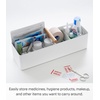 image:imageYAMAZAKI Home Slim Storage Box with Wood Handle Magnetic Dividers White  Slim storage box with a natural wood handle Adjustable magnetic dividers are ideal for organizing makeup or medicationsWhite