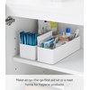 image:imageYAMAZAKI Home Slim Storage Box with Wood Handle Magnetic Dividers White  Slim storage box with a natural wood handle Adjustable magnetic dividers are ideal for organizing makeup or medicationsWhite