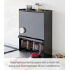 image:imageYAMAZAKI Home Spice Rack Large MultiTier with Door Metal Shelves White  Large kitchen seasoning and condiments spice rack features a concealable design with a door A smart fit for modern homesBlack