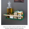 image:imageYAMAZAKI Home Strategist Magnetic Spice Storage Rack Organizer For Fridge  Steel  WoodForest Green