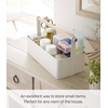 image:imageYAMAZAKI Home Tosca Storage Basket  Wood Handle Organizer  Large  Steel  Wood  Multipurpose storage basket with a functional wood handle organizer Durable steel construction helps declutter small itemsWhite