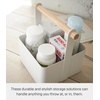 image:imageYAMAZAKI Home Tosca Storage Basket  Wood Handle Organizer  Large  Steel  Wood  Multipurpose storage basket with a functional wood handle organizer Durable steel construction helps declutter small itemsWhite