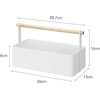 image:imageYAMAZAKI Home Tosca Storage Basket  Wood Handle Organizer  Large  Steel  Wood  Multipurpose storage basket with a functional wood handle organizer Durable steel construction helps declutter small itemsWhite