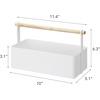 image:imageYAMAZAKI Home Tosca Storage Basket  Wood Handle Organizer  Large  Steel  Wood  Multipurpose storage basket with a functional wood handle organizer Durable steel construction helps declutter small itemsWhite