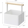 image:imageYAMAZAKI Home Tosca Storage Basket  Wood Handle Organizer  Large  Steel  Wood  Multipurpose storage basket with a functional wood handle organizer Durable steel construction helps declutter small itemsWhite