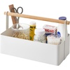 image:imageYAMAZAKI Home Tosca Storage Basket  Wood Handle Organizer  Large  Steel  Wood  Multipurpose storage basket with a functional wood handle organizer Durable steel construction helps declutter small itemsWhite