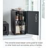 image:imageYAMAZAKI Home Tower Bread Box Keeper Holder Container Metal Bread Holder Saver Slim Space Saving Counter Storage  Horizontal  Steel  Sleek metal bread holder and saver container Slim spacesaving design fits countertops Adds practical everyday storageBlack