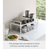 image:imageYAMAZAKI Home Tower Expandable Support Rack  Kitchen Storage Shelf Organizer  Small  Steel  Expandable support rack designed to maximize kitchen storage Ideal for organizing cabinets and pantries Easy to assembleWhite