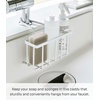 image:imageYAMAZAKI Home Tower FaucetHanging Sponge Caddy Kitchen Sink Dish Soap Bottle Brush Scrubber Organizer Holder Metal with Silicone Protection  SteelWhite