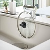 image:imageYAMAZAKI Home Tower FaucetHanging Sponge Caddy Kitchen Sink Dish Soap Bottle Brush Scrubber Organizer Holder Metal with Silicone Protection  SteelWht