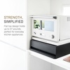 image:imageYAMAZAKI Home Tower Kitchen Countertop Organizer Appliance Stand with Drawer and PullOut Shelf  Steel Microwave Stand with Drawer Modern Countertop Shelf Organizer White SpaceSaving DesignBlack