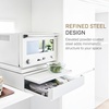 image:imageYAMAZAKI Home Tower Kitchen Countertop Organizer Appliance Stand with Drawer and PullOut Shelf  Steel Microwave Stand with Drawer Modern Countertop Shelf Organizer White SpaceSaving DesignWhite