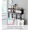 image:imageYAMAZAKI Home Tower Magnetic Kitchen Spice Rack Organizer Shelf With EasyGrip Rotating Adjustable Clips Floating Rack With Strong Hooks  Steel