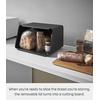 image:imageYAMAZAKI Home Tower Metal Bread Box With Removable Bamboo Wooden Cutting Board Lid Kitchen Storage Box  Steel  BambooBlack