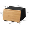image:imageYAMAZAKI Home Tower Metal Bread Box With Removable Bamboo Wooden Cutting Board Lid Kitchen Storage Box  Steel  BambooBlack
