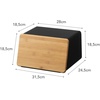 image:imageYAMAZAKI Home Tower Metal Bread Box With Removable Bamboo Wooden Cutting Board Lid Kitchen Storage Box  Steel  BambooBlack