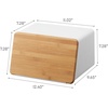 image:imageYAMAZAKI Home Tower Metal Bread Box With Removable Bamboo Wooden Cutting Board Lid Kitchen Storage Box  Steel  BambooWhite