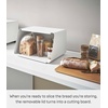 image:imageYAMAZAKI Home Tower Metal Bread Box With Removable Bamboo Wooden Cutting Board Lid Kitchen Storage Box  Steel  BambooWhite