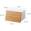image:imageYAMAZAKI Home Tower Metal Bread Box With Removable Bamboo Wooden Cutting Board Lid Kitchen Storage Box  Steel  BambooWhite