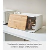 image:imageYAMAZAKI Home Tower Metal Bread Box With Removable Bamboo Wooden Cutting Board Lid Kitchen Storage Box  Steel  BambooWhite
