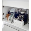 image:imageYAMAZAKI Home Tower Steel Under Cabinet Storage Organizer for Dishes Pots Or Pans  Set of 2  Kitchen Pantry  Steel   Durable steel undercabinet organizers Set of 2 risers ideal for organizing dishes pots or pans in your kitchen pantryBlack