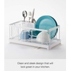 image:imageYAMAZAKI Home Wire Dish Drainer Rack with Removable Drainer Tray with Drainage Spout Utensils Holder Steel Draining Spout Water Resistant No Assembly Req  Wire dish drainer rack with a removable tray Features a builtin drainage spout Convenient storage solution for utensilsWhite