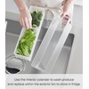 image:imageYamazaki Home Fridge Organizer Colander Bin with Adjustable Divider White  Stackable produce bin for washing and storing ingredients Easy to clean and disassemble durable plastic design Saves space