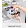image:imageYamazaki Home Fridge Produce Organizer Bin with Adjustable Divider White  Wide refrigerator organizer bin serves as a produce washer and storage solution Easy to clean Keeps essentials organizedOne Size