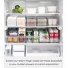 image:imageYamazaki Home Fridge Produce Organizer Bin with Adjustable Divider White  Wide refrigerator organizer bin serves as a produce washer and storage solution Easy to clean Keeps essentials organizedOne Size