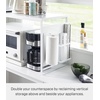 image:imageYamazaki Home Kitchen Appliance Rack Microwave Stand With Steel Side Panel Adjustable Shelves Hooks amp Storage For Countertops Small Kitchen Organizer Modern Minimal Design  Steel  Microwave stand with steel side panel Small kitchen spacesaver with modern minimal design Adds practical everyday storageWhite