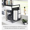image:imageYamazaki Home Kitchen Appliance Rack Microwave Stand With Steel Side Panel Adjustable Shelves Hooks amp Storage For Countertops Small Kitchen Organizer Modern Minimal Design  Steel  Microwave stand with steel side panel Small kitchen spacesaver with modern minimal design Adds practical everyday storageBlack