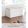 image:imageYamazaki Home Rin Kitchen Paper Holder Rin L  OneHanded Tear Design Concealed Storage Fits Rolls Up To 6  Steel  WoodAsh