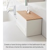 image:imageYamazaki Home Rin Kitchen Paper Holder Rin L  OneHanded Tear Design Concealed Storage Fits Rolls Up To 6  Steel  WoodAsh