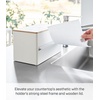 image:imageYamazaki Home Rin Kitchen Paper Holder Rin L  OneHanded Tear Design Concealed Storage Fits Rolls Up To 6  Steel  WoodAsh