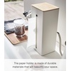 image:imageYamazaki Home Rin Vertical Double Sided Tissue Box Holder with Adjustable Divider Metal Paper Or Bag Dispenser with Wooden Lid  Steel  WoodWhite
