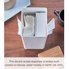 image:imageYamazaki Home Rin Vertical Double Sided Tissue Box Holder with Adjustable Divider Metal Paper Or Bag Dispenser with Wooden Lid  Steel  WoodWhite