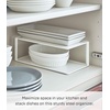 image:imageYamazaki Home Tower Dish Storage Rack With Two Tiers For Kitchen Cabinet Or Countertop Dinnerware Rectangular Plate Cabinet Organizer Long Metal Holder  SteelWhite