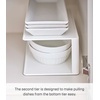 image:imageYamazaki Home Tower Dish Storage Rack With Two Tiers For Kitchen Cabinet Or Countertop Dinnerware Rectangular Plate Cabinet Organizer Long Metal Holder  SteelWhite