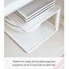 image:imageYamazaki Home Tower Dish Storage Rack With Two Tiers For Kitchen Cabinet Or Countertop Dinnerware Rectangular Plate Cabinet Organizer Long Metal Holder  SteelWhite