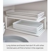 image:imageYamazaki Home Tower Dish Storage Rack With Two Tiers For Kitchen Cabinet Or Countertop Dinnerware Rectangular Plate Cabinet Organizer Long Metal Holder  SteelWhite