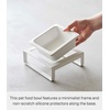 image:imageYamazaki Home Tower Raised Ceramic Pet Food Or Water Bowl with Metal Stand for Cats Or Small Dogs  Short  125White