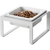 image:imageYamazaki Home Tower Raised Ceramic Pet Food Or Water Bowl with Metal Stand for Cats Or Small Dogs  Short  125White