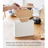 image:imageYamazaki Home Wood Accent Coffee Pourover Filter Case with Lid  Storage Holder Stainless Steel Container Dispenser Steel  Wood White  Sleek steel container with a warm wood accent lid safely stores size 04 coffee filters Built for everyday useSize 4