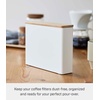 image:imageYamazaki Home Wood Accent Coffee Pourover Filter Case with Lid  Storage Holder Stainless Steel Container Dispenser Steel  Wood White  Sleek steel container with a warm wood accent lid safely stores size 04 coffee filters Built for everyday useSize 4
