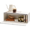 image:imageYAMAZAKI Home Tower Wide Bread Box Keeper Holder Container Metal Bread Holder Saver Large Counter Storage  SteelWhite