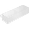 image:imageYamazaki Home Fridge Organizer Colander Bin with Adjustable Divider White  Stackable produce bin for washing and storing ingredients Easy to clean and disassemble durable plastic design Saves space