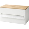 image:imageYamazaki Home Rin Kitchen Paper Holder Rin L  OneHanded Tear Design Concealed Storage Fits Rolls Up To 6  Steel  WoodAsh