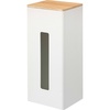 image:imageYamazaki Home Rin Vertical Double Sided Tissue Box Holder with Adjustable Divider Metal Paper Or Bag Dispenser with Wooden Lid  Steel  WoodWhite