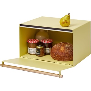 image:imageYAMAZAKI Home Modern Bread Box  Steel  Wood Countertop Bread Storage Container Large White Bread Box for Kitchen Countertop SpaceSaving Bread Keeper Easy Access Lid  Large bread box for kitchen countertops Features an easyaccess lid to keep bread fresh Perfect for modern home storageYellow